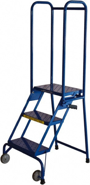 Ballymore LS32410 Steel Locking Rolling Ladder 28-1/2" Platform, 350 lb Capacity, 3 Step, 24" Base Width