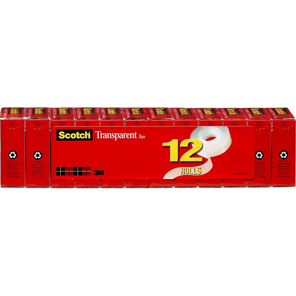 Scotch 7100104287 Packing Tape 3/4" Wide, Clear, Rubber Adhesive
