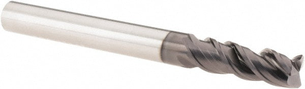 Kyocera SGS Precision Tools 33347 Corner Radius End Mill 1/4" Dia, 3/4" LOC, 0.02" Radius, 3 Flutes, Solid Carbide