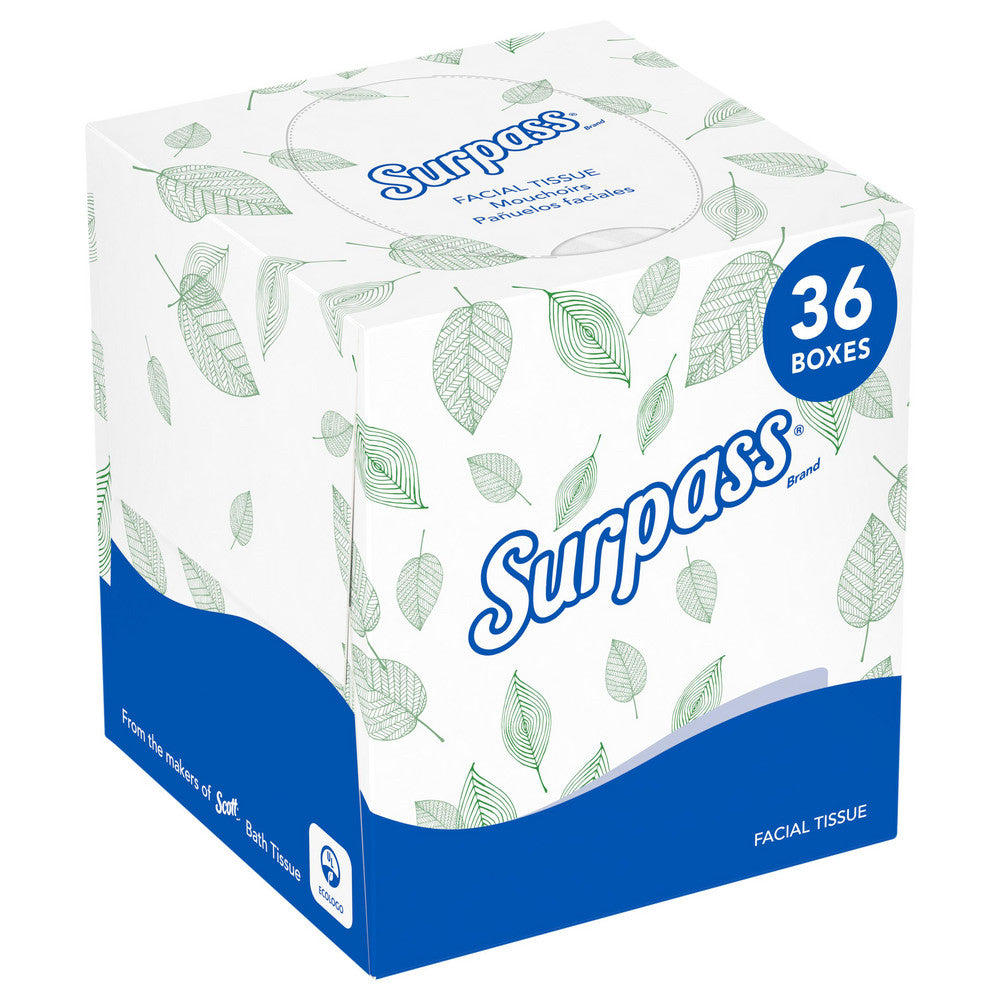 Surpass 21320 Surpass® Facial Tissue (21320), 2-Ply, White, Ecologo, Upright Facial Tissue Cube Boxes for Business