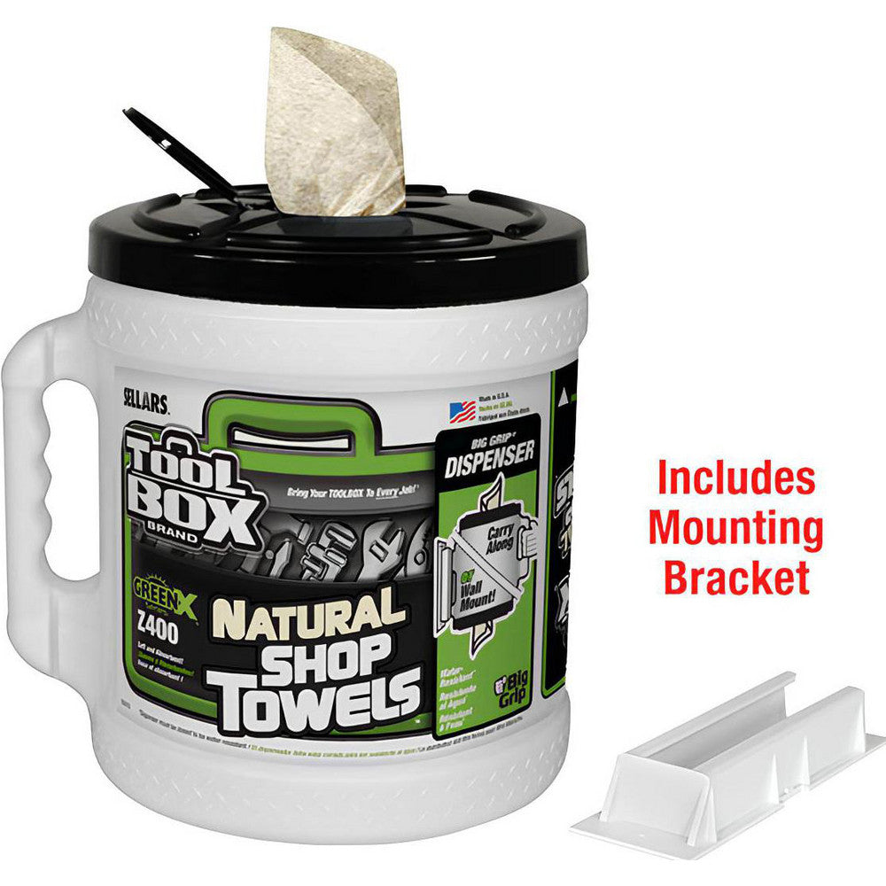 Sellars 54202 TOOLBOX Z400 GREENX Wipers Dry, 200 Sheets/Bucket, Big Grip Center-Pull Bucket, 12.0" x 10.0", Natural