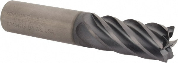 Kennametal 5351838 Corner Radius End Mill 3/4" Dia, 1-1/2" LOC, 0.03" Radius, 6 Flutes, Solid Carbide