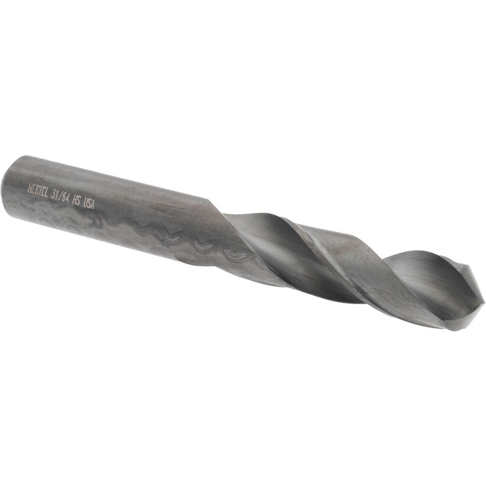 Hertel 61698940 Screw Machine Length Drill Bit 31/64" Dia, 118 ° Point, High Speed Steel