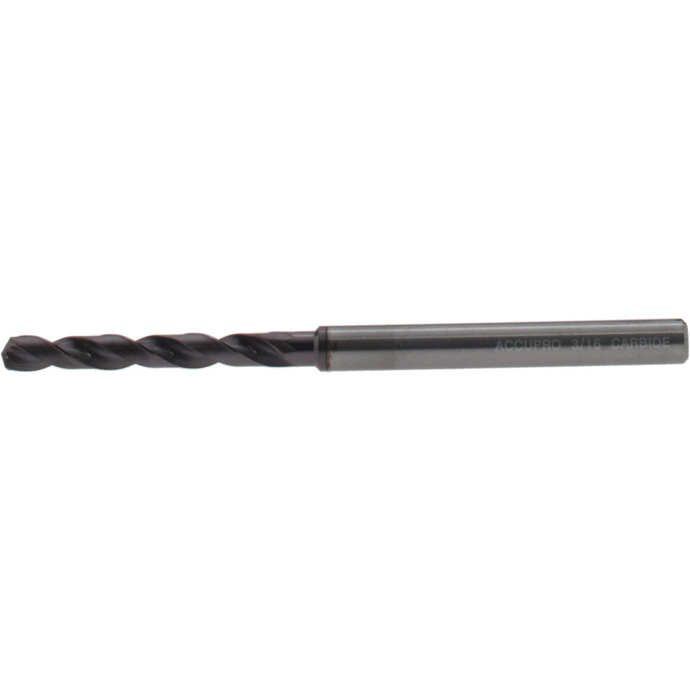 Accupro 4500305 Screw Machine Length Drill Bit 3/16" (0.1875) Dia, 140 deg, Solid Carbide