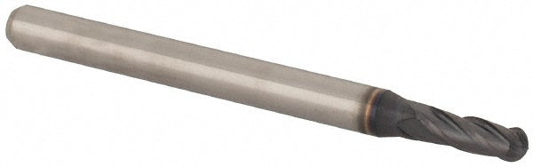 Accupro 12464273 Ball End Mill 0.105" Dia, 0.315" LOC, 4 Flute, Solid Carbide