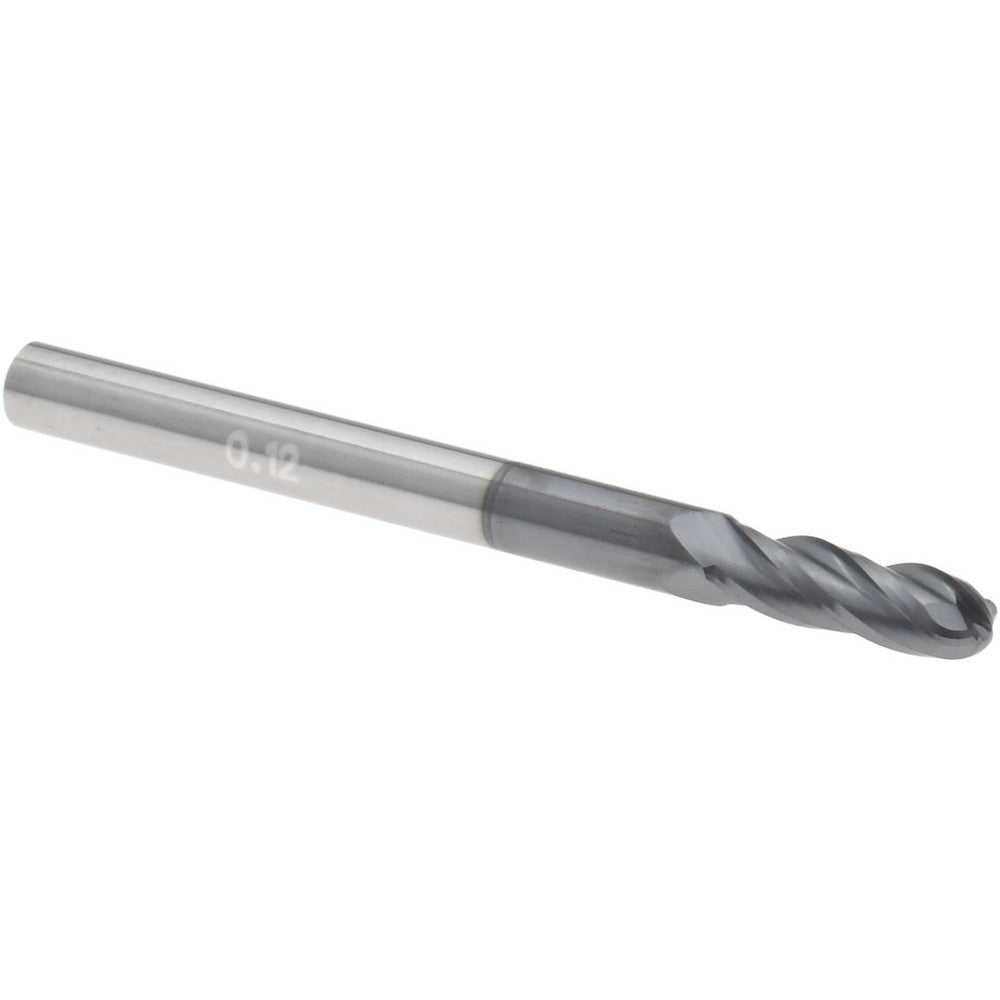 Accupro 12464313 Ball End Mill 0.1200" Dia, 0.3600" LOC, 4 Flute, Solid Carbide