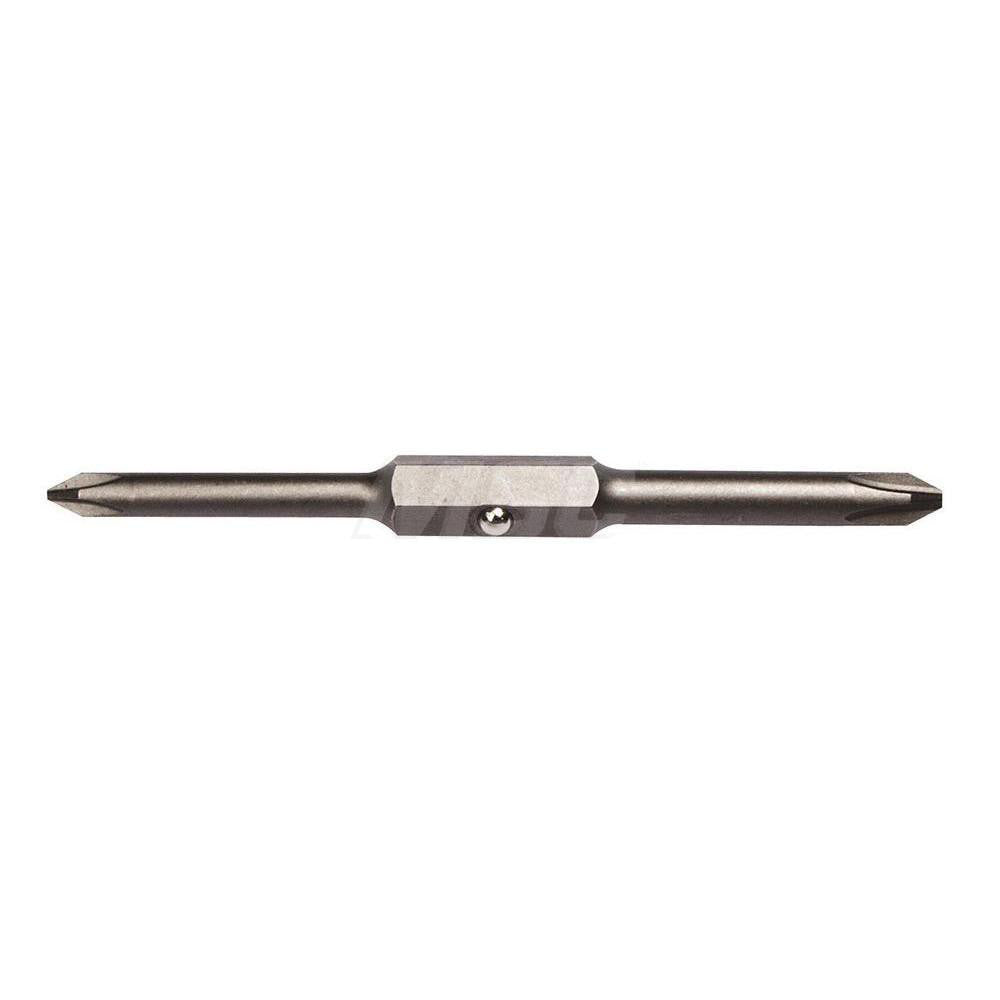Klein Tools 32400 Power Screwdriver Bit D & E Phillips Bit, 1/4" Hex, #1 & #2 Phillips