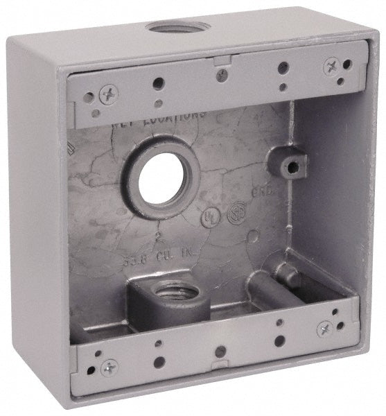 Thomas & Betts 2IH3-2 Electrical Outlet Box Aluminum, Square, 4-9/16" OAH, 4-5/8" OAW, 2-1/16" OAD, 2 Gangs
