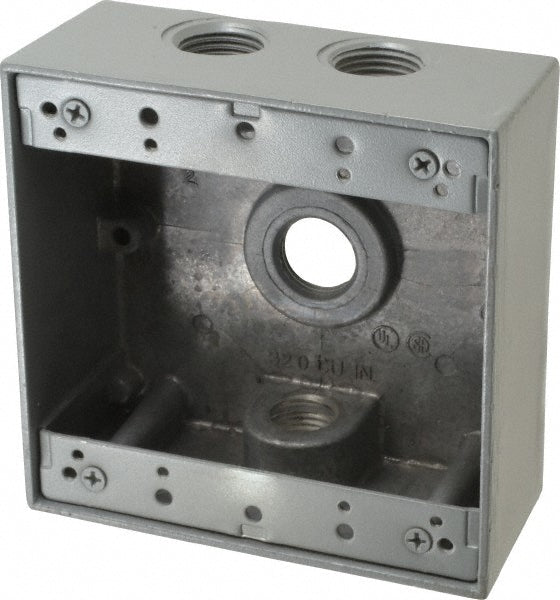 Thomas & Betts 2IH4-1 Electrical Outlet Box Aluminum, Square, 4-9/16" OAH, 4-5/8" OAW, 2-1/16" OAD, 2 Gangs