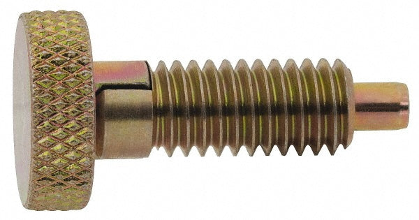 Vlier SSLFM12 M12x1.75, 0.65" Thread Length, 1/4" Max Plunger Diam, 0.5 Lb Init to 4 Lb Final End Force, Locking Knob Handle Plunger