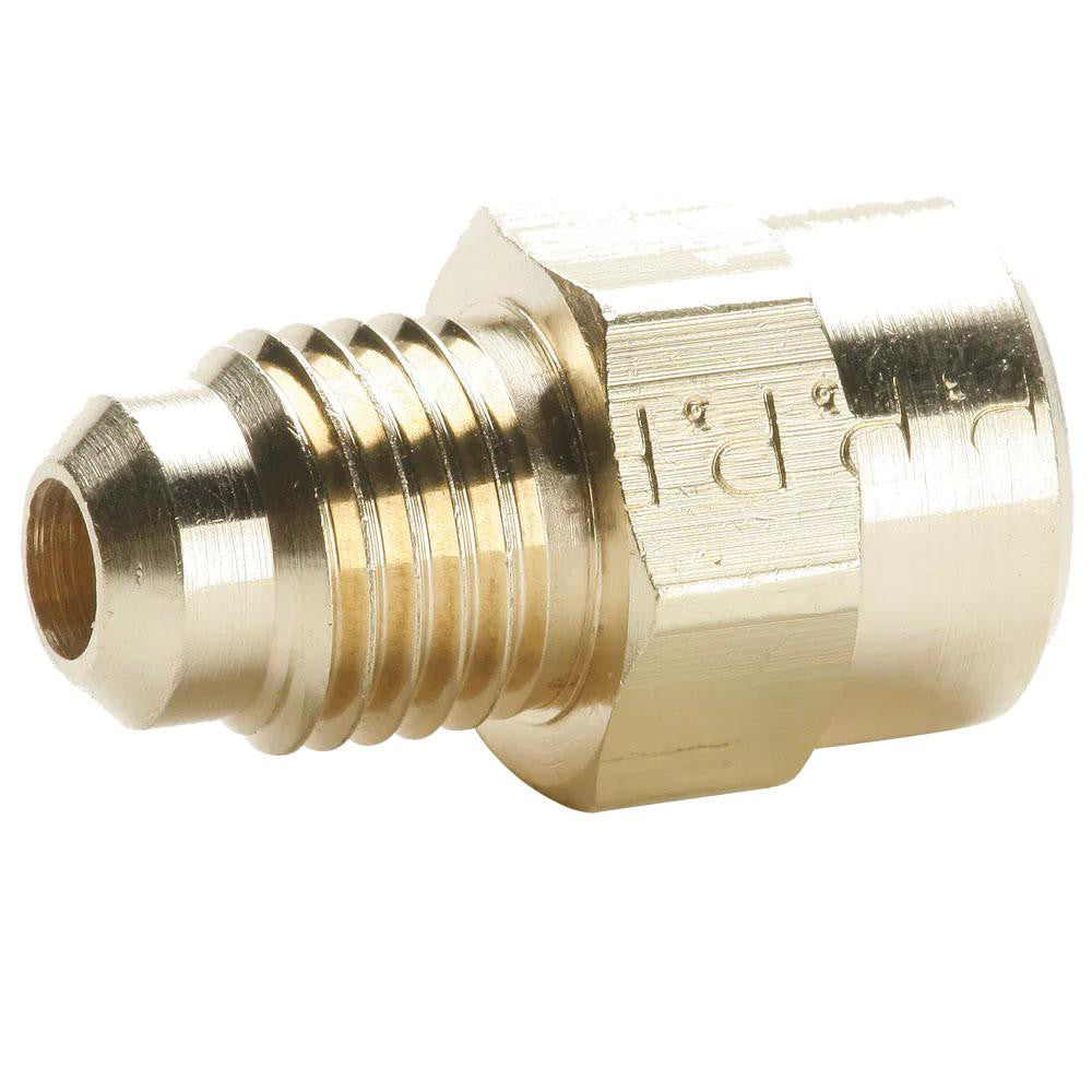 Parker 46F-4-4 Brass Flared Tube Connector 1/4" Tube OD, 1/4-18 Thread, 45 ° Flared Angle