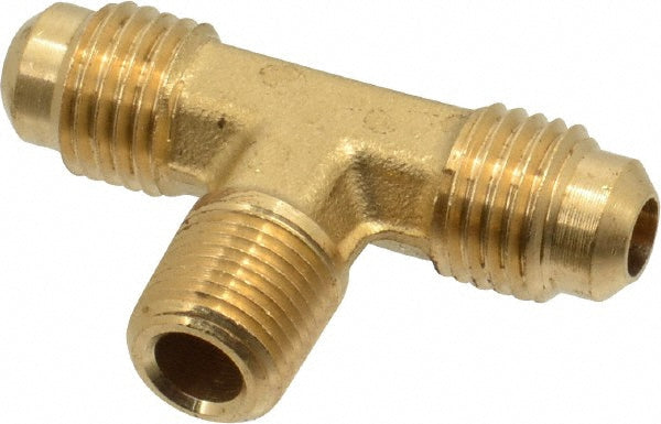 Parker 145F-4-2 Brass Flared Tube Male Branch Tee 1/4" Tube OD, 1/8-27 Thread, 45 ° Flared Angle