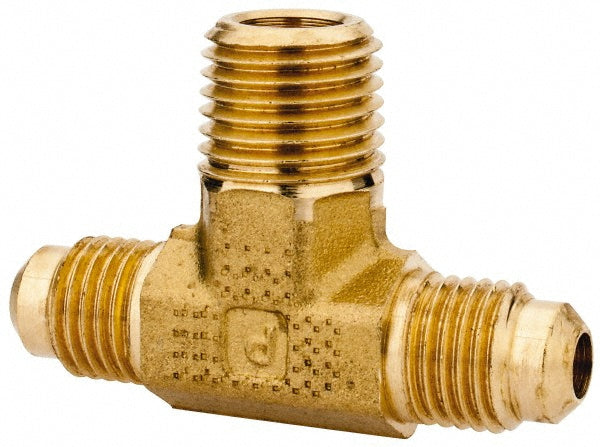 Parker 145F-4-4 Brass Flared Tube Male Branch Tee 1/4" Tube OD, 1/4-18 Thread, 45 ° Flared Angle
