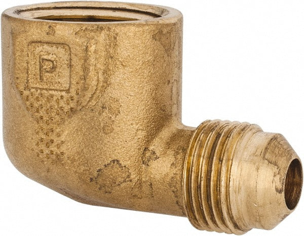 Parker 150F-6-8 Brass Flared Tube Female Elbow 3/8" Tube OD, 1/2-14 Thread, 45 ° Flared Angle