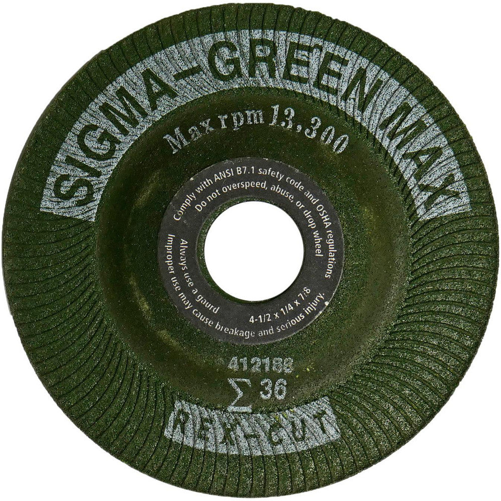 Rex Cut Abrasives 739100 Depressed-Center Wheels Wheel Diameter (Inch) 4-1/2 Wheel Thickness (Inch) 1/4 Hole Size 7/8 (Inch) Wheel Type Type 27 Abrasive Material Aluminum Oxide Zirconium Grit 36