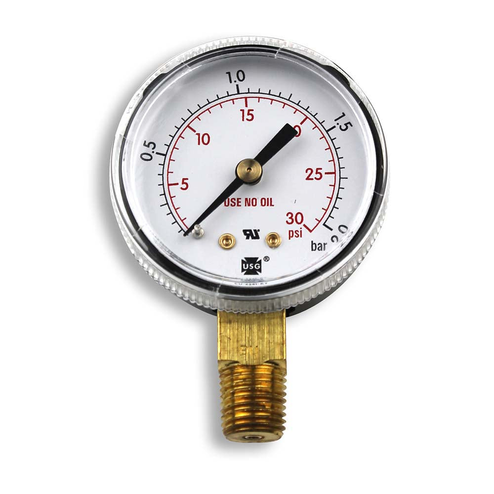 Smith/Miller GA141-03 Pressure Gauge, 1/4" NPT Bottom Stem, 30 PSI
