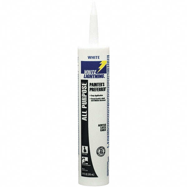 White Lightning W13000010 Caulk 10 oz Cartridge, White, Acrylic & Latex