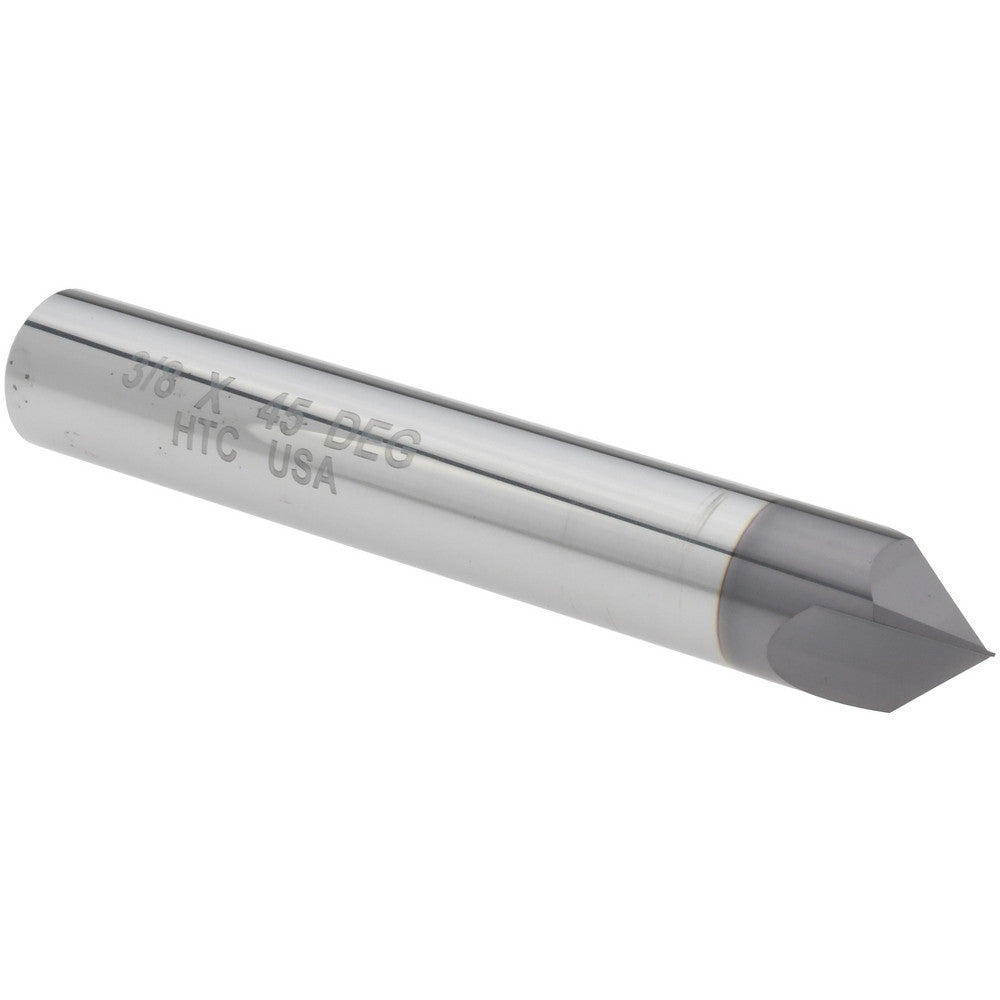 Harvey Tool 72545-C3 Chamfer Mill 3/8" Dia, 3/8" Shank Dia, 90 deg, 2 Flute, Solid Carbide, Single End