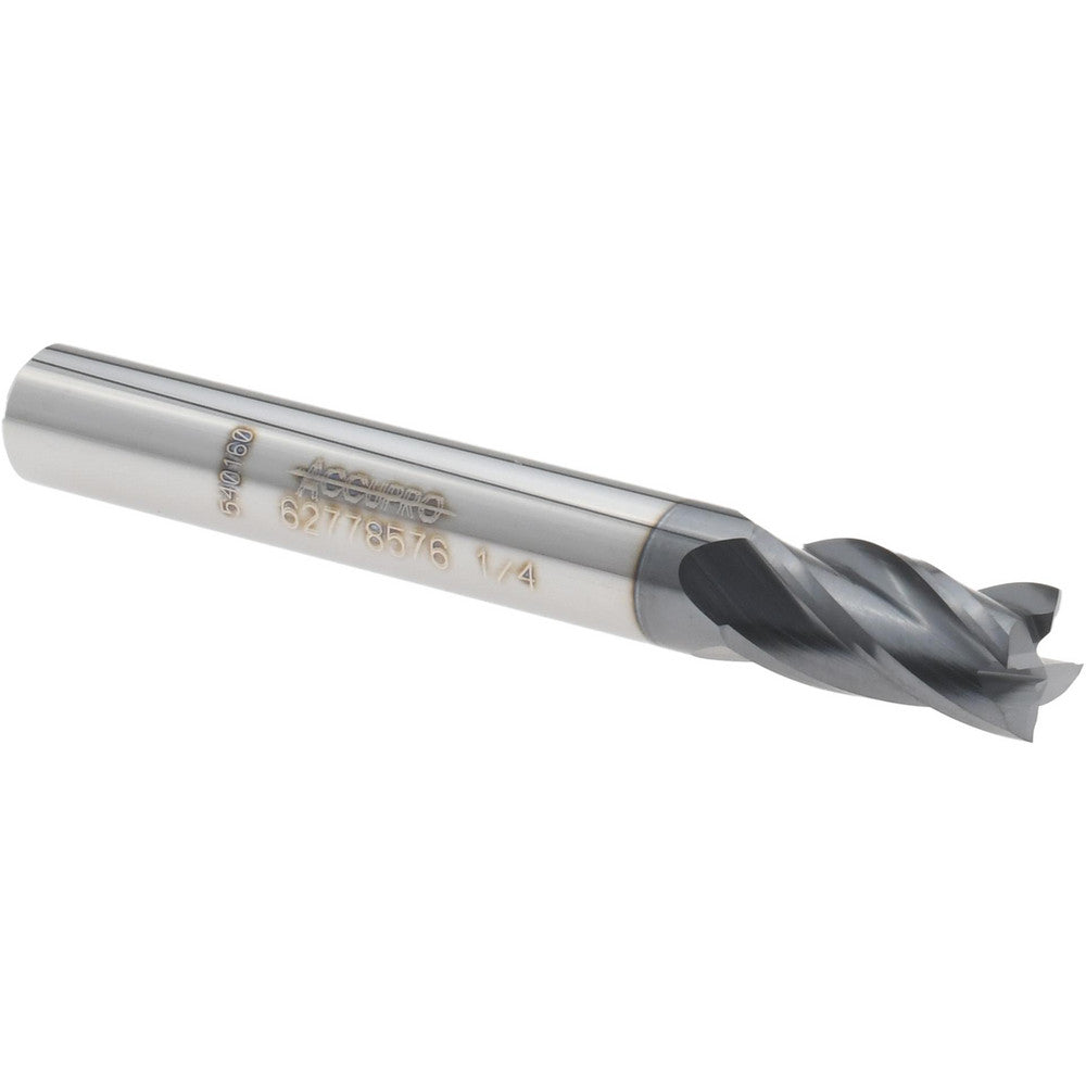Accupro 12469042 Square End Mill 1/4" Dia, 3/8" LOC, 4 Flutes, Solid Carbide
