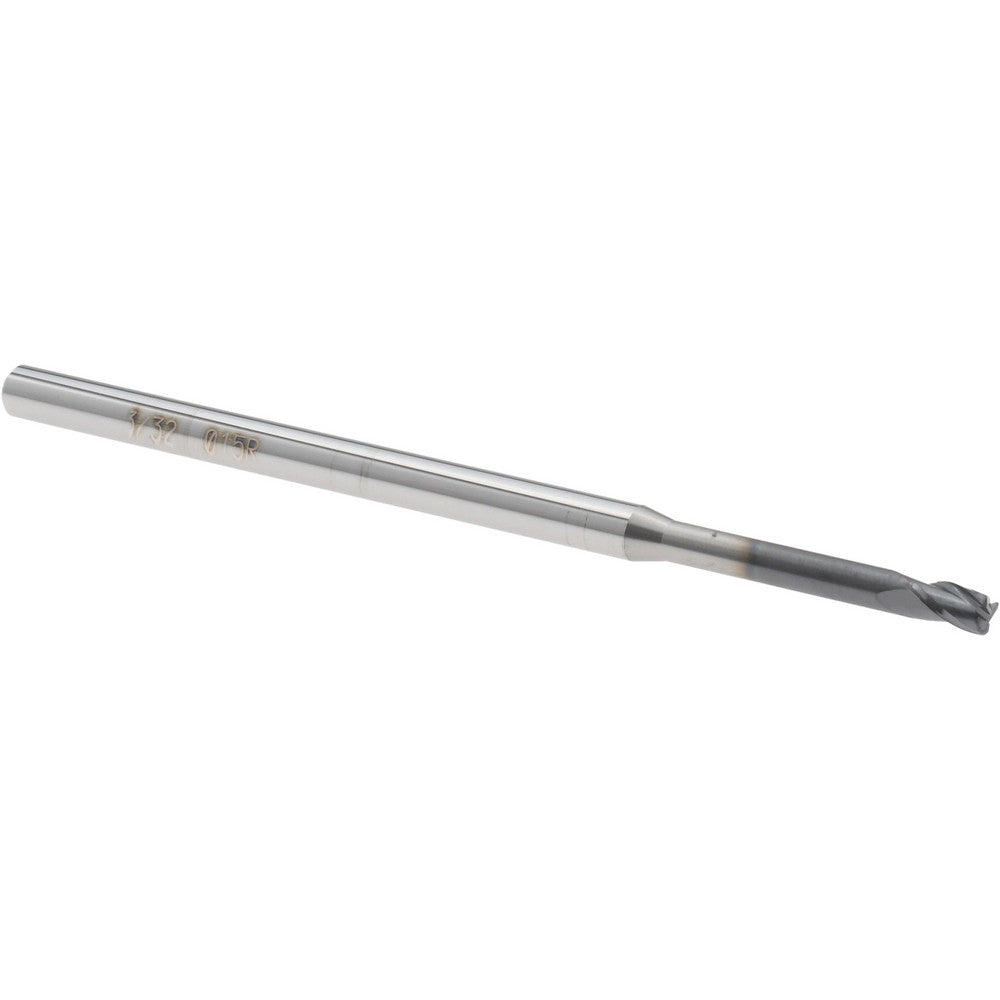 Accupro 14796258 Corner Radius End Mill 0.0938" Dia, 0.5" LOC, 0.0150" Radius, 3 Flute, Solid Carbide