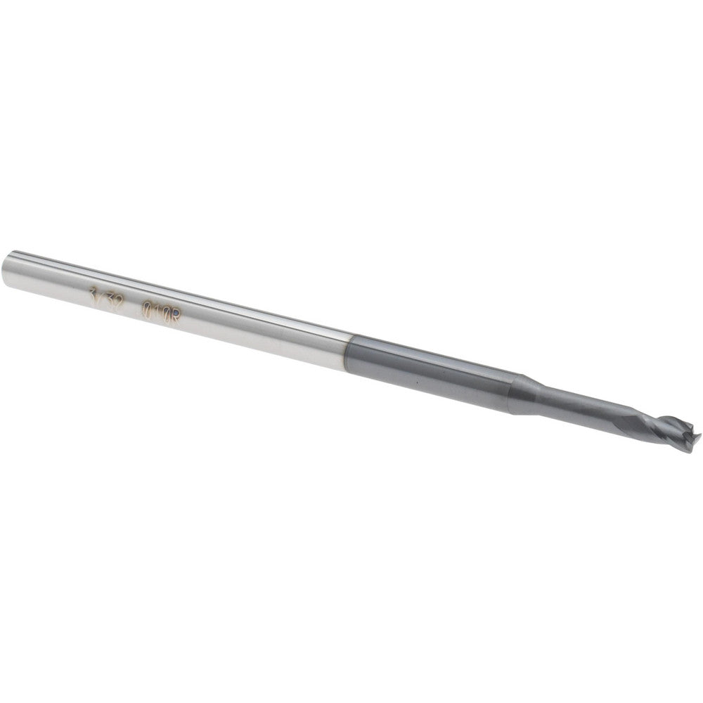 Accupro 14796253 Corner Radius End Mill 0.0938" Dia, 0.875" LOC, 0.0100" Radius, 3 Flute, Solid Carbide