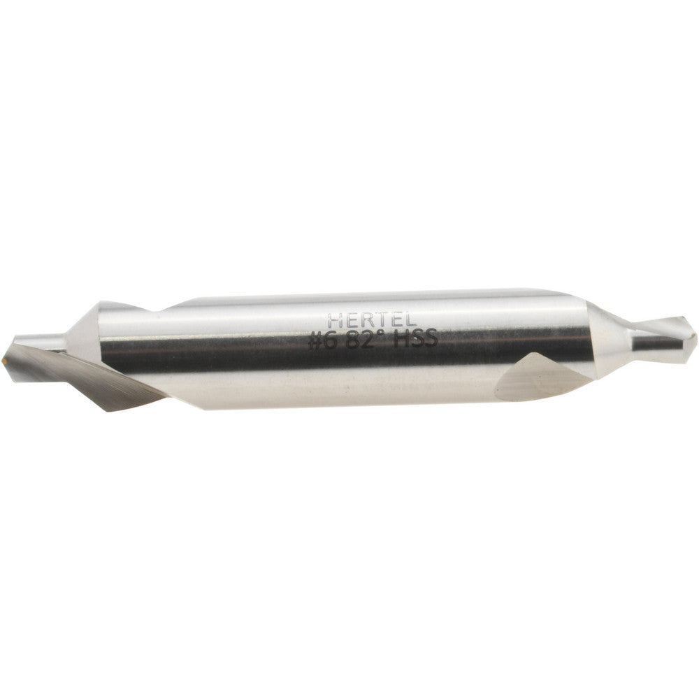 Hertel H-81154060000 Combination Drill & Countersink #6, 1/2" Body Dia, 118 deg, High-Speed Steel