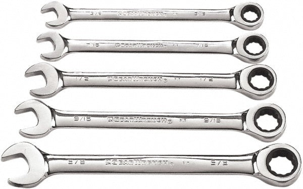 GEARWRENCH 93005 Combination Wrench Set 5 Pc, 1/2" 11/16" 3/8" 5/8" 7/16" & 9/16" Wrench, Inch