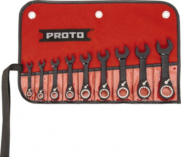 Proto JSCVS-9S Short Ratcheting Reversible Combination Spline Wrench Set 9 Pc, Inch