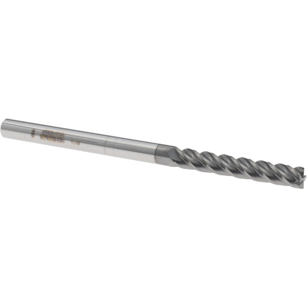 Accupro 62920806 Square End Mill 1/4'' Dia, 1-1/2'' LOC, 1/4'' Shank Dia, 4'' OAL, 4 Flutes, Solid Carbide