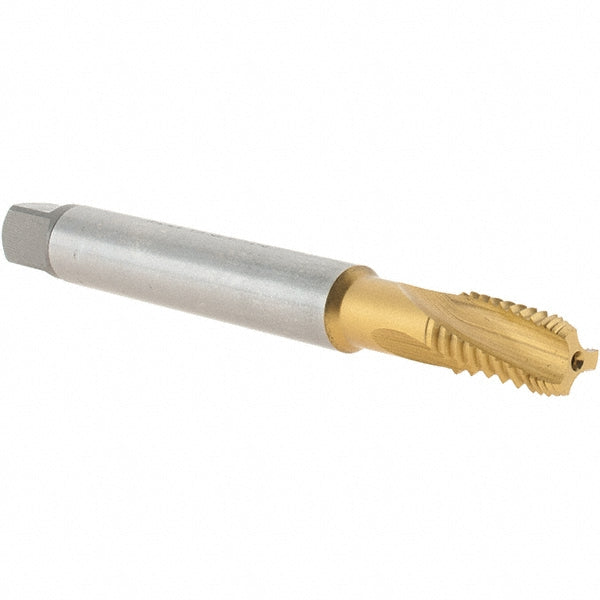 Emuge CW493100.5764 1/8-27 NPT, 15° Helix, 3 Flutes, Modified Bottoming Chamfer, TiN Finish, Cobalt, Spiral Flute Pipe Tap