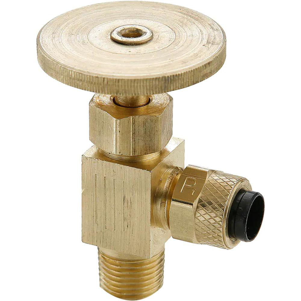 Parker NV312P-4-4 Needle Valve Angled, 1/4" Pipe, Poly-Tite to Male Pipe End, Brass Body