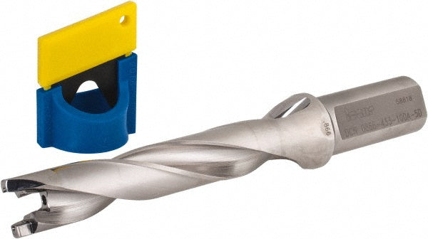 Iscar 3201741 Replaceable-Tip Drill 0.866 to 0.902" Dia, 4.33" Max Depth, 1" Weldon Flat Shank