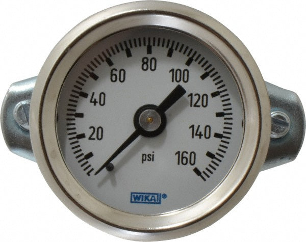 Wika 50786440 Pressure Gauge 1-1/2" Dial, 1/8" Thread, U-Clamp Panel & Center Back Mount