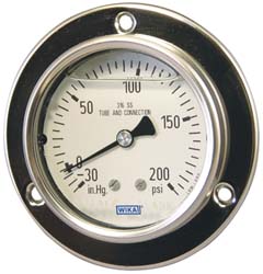 Wika 4282943 Pressure Gauge 2-1/2" Dial, 0 to 300 psi, 1/4" Thread, NPT, Lower Mount