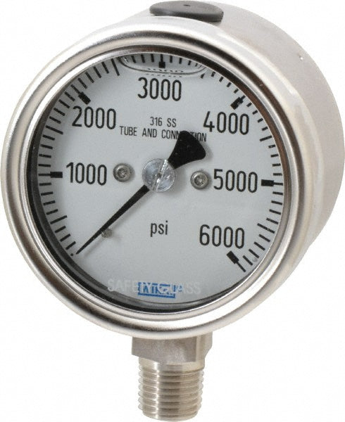 Wika 50128787 Pressure Gauge 2-1/2" Dial, 1/4" Thread, Lower Mount