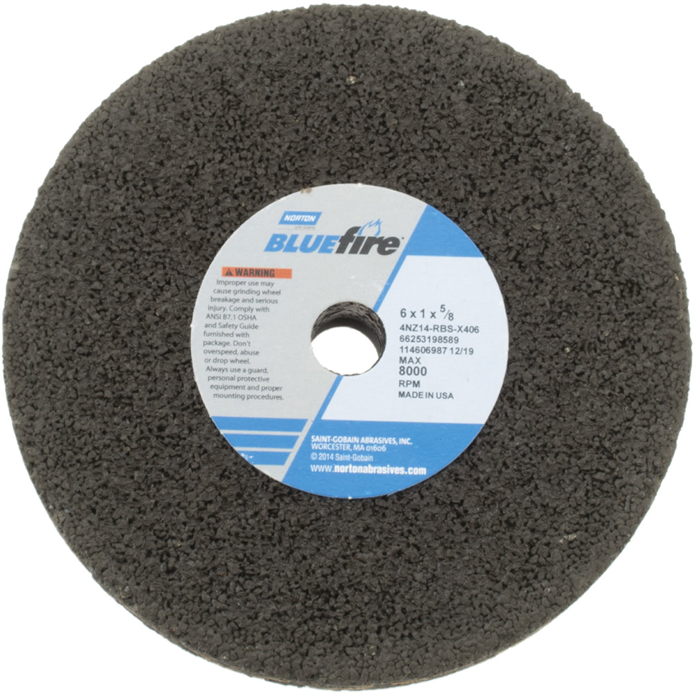 Norton 66253198589 Surface Grinding Wheel 6" Dia, 1" Thick, 5/8" Hole, 14 Grit, R Hardness
