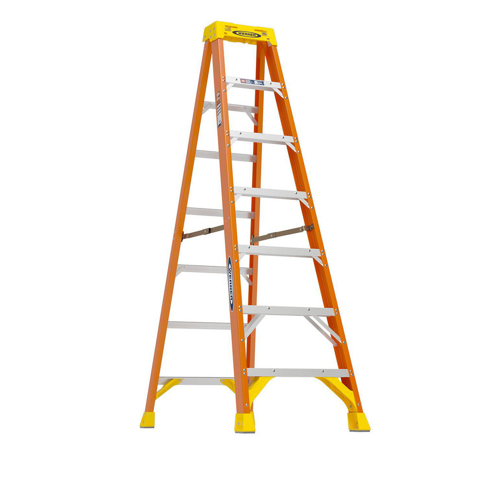 Werner 6207 6 Step Fiberglass Foldable Step Ladder Type IA 300 lb Capacity 7' Height