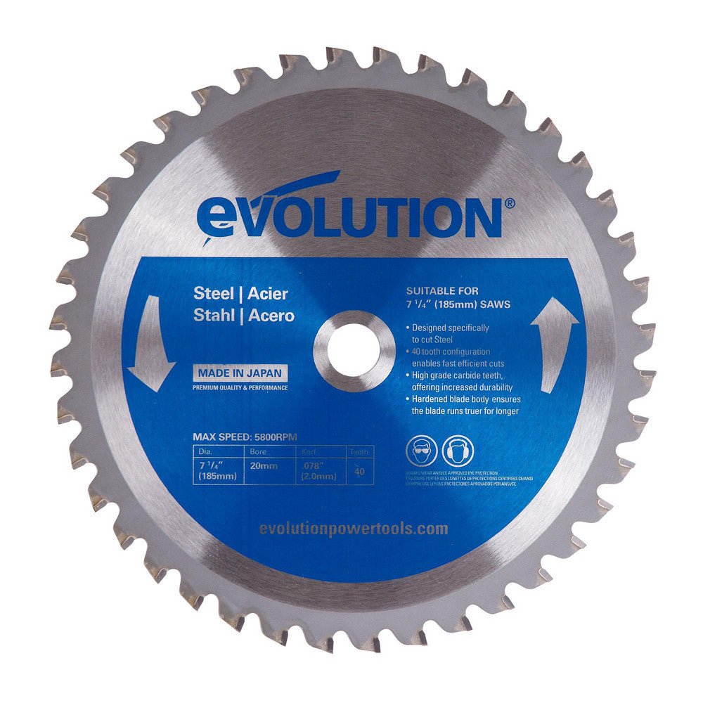 Evolution Power Tools 185BLADEST Wet & Dry-Cut Saw Blade 7-1/4" Dia, 25/32" Arbor Hole, 40 Teeth