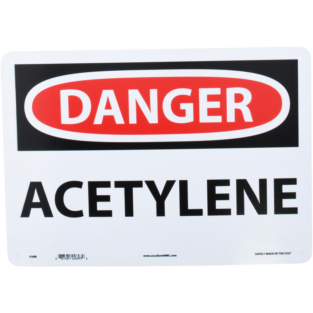 AccuformNMC D3RB Sign Rectangle, DANGER, Danger - Acetylene