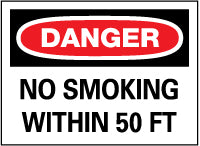 AccuformNMC D124PB Accident Prevention Sign Rectangle, "Danger, NO SMOKING WITHIN 50 FEET"