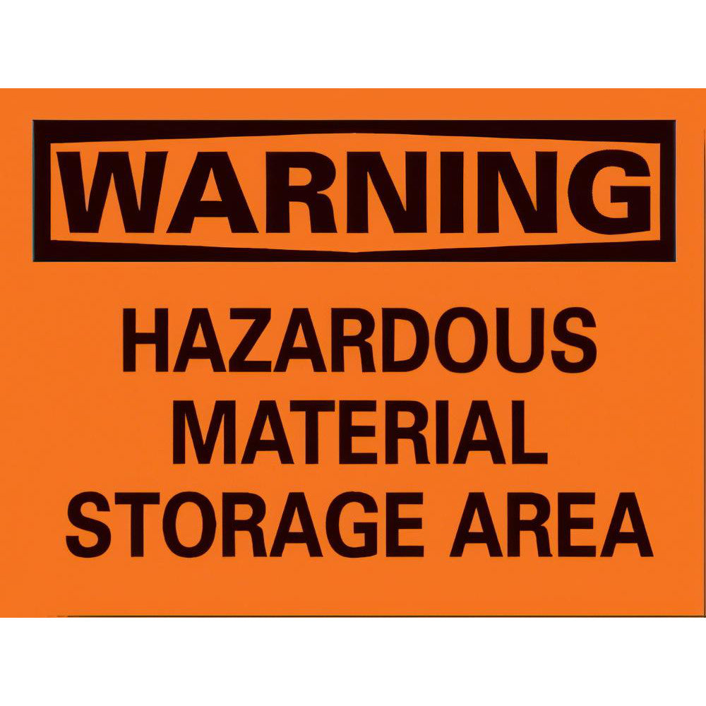 AccuformNMC W285PB Chemical & Hazardous Material Sign Rectangle, WARNING, HAZARDOUS MATERIAL STORAGE AREA