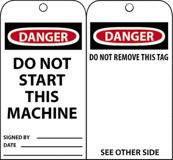 AccuformNMC RPT7 Accident Prevention Tag Rectangle, 3" High, Unrippable Vinyl, "Danger"