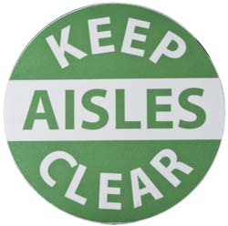 AccuformNMC WFS12 Accident Prevention Adhesive Backed Floor Sign Round, Vinyl, ''KEEP AISLES CLEAR''