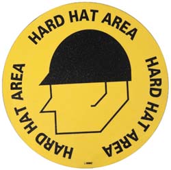 AccuformNMC WFS13 Accident Prevention Adhesive Backed Floor Sign Round, Vinyl, ''HARD HAT AREA''