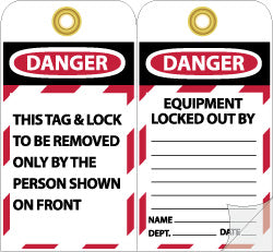 AccuformNMC JMTAG1 Lockout Tag Rectangle, 4" High, Self-Laminated Vinyl, "Danger"