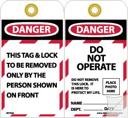 AccuformNMC JMTAG2 Lockout Tag Rectangle, 4" High, Self-Laminated Vinyl, "Danger"