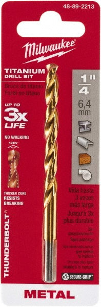Milwaukee Tool 48-89-2213 Mechanics Drill Bit Letter E (1/4"), 135 ° Point, High Speed Steel, Weldon Shank, Split Point