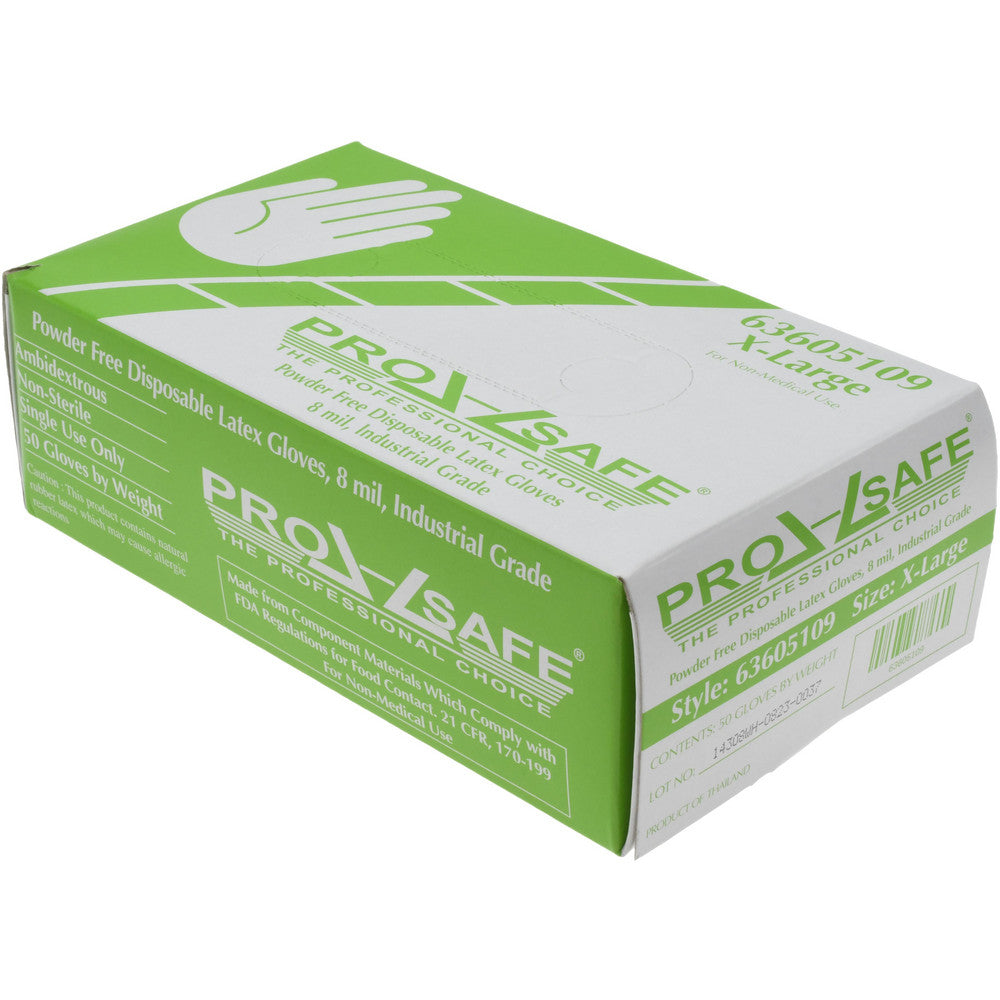 PRO-SAFE GL8N-8PFXL Disposable Glove Size X-Large, 8.0 mil, Latex, General Purpose Grade, Powder-Free