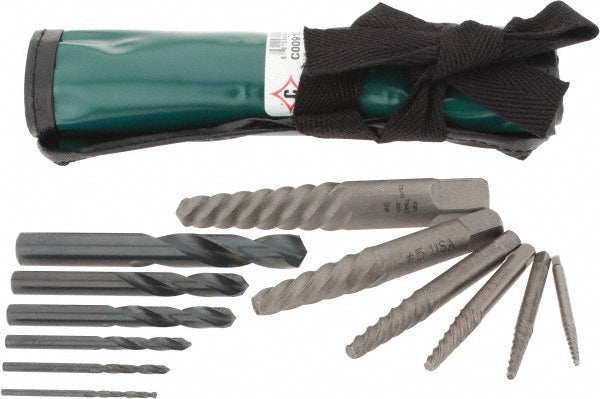 Cleveland C00910 Spiral Flute Screw Extractor & Drill 12 Pc