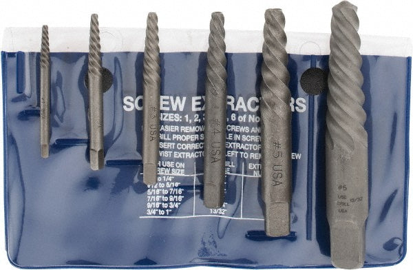 Cleveland C00907 Spiral Flute Screw Extractor 6 Pc